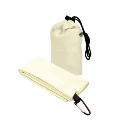 Suede Microfibre Sport Towel in Mesh Pouch CREAM