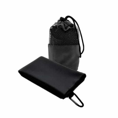 Suede Microfibre Sport Towel in Mesh Pouch BLACK