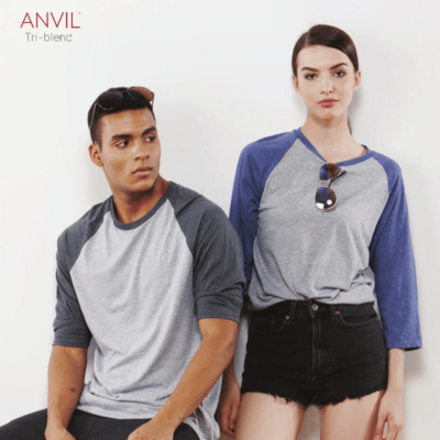 Anvil 6755 Tri-Blend Raglan-Sleeves T-Shirts 2018-19 model 1