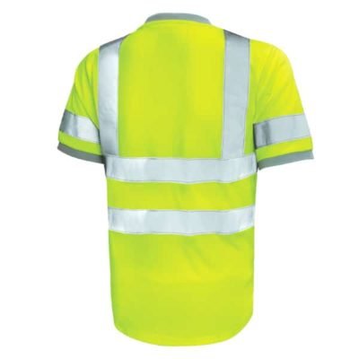UNO Reflective Safety Round Neck T-Shirt yellow back