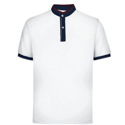 UH03 Ace Anti-Odor Mandarin Collar Polo T-Shirt white navy red (2)