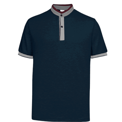 UH03 Ace Anti-Odor Mandarin Collar Polo T-Shirt navy grey red (1)