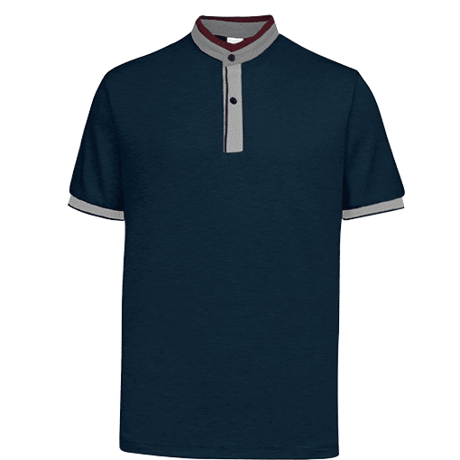 UH03 Ace Anti-Odor Mandarin Collar Polo T-Shirt navy grey red (1)