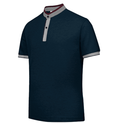 UH03 Ace Anti-Odor Mandarin Collar Polo T-Shirt navy grey red (2)