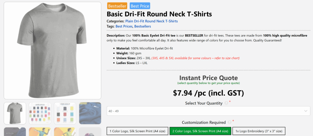 basic dri fit round neck 40 pcs 2 color instant quote