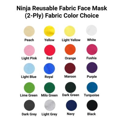Ninja Reusable Fabric Face Mask fabric color 2010 update