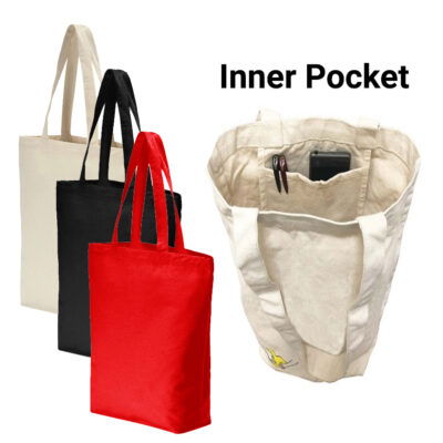 A3 Cotton Canvas Tote Bag w Inner Pocket (12oz) thumbnail