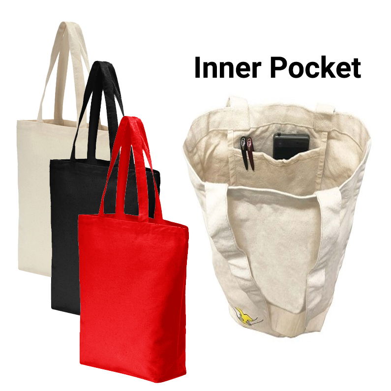 A3 Cotton Canvas Tote Bag w Inner Pocket (12oz) thumbnail