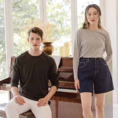 Soft Touch Cotton Long-Sleeves T-Shirts (NHR11400) 24-25 model 2