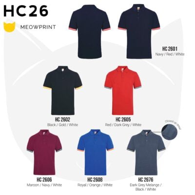 HC26 Multi-Tone Cotton Polo T-Shirts 2021 catalogue