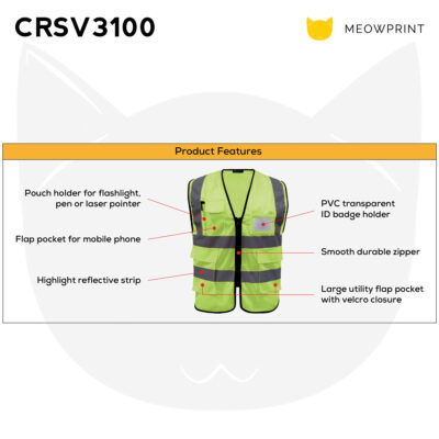 CRSV3100 Basic High Reflective Safety Vest With Pocket 24-25 features