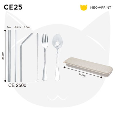 CE25 Stainless Steel Straw + Cutlery Set with Eco-Friendly Wheat Case 24-25 catalogue