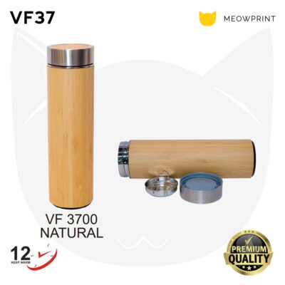 VF37 Stainless Steel Double-Wall Bamboo Vacuum Flask (500ml)