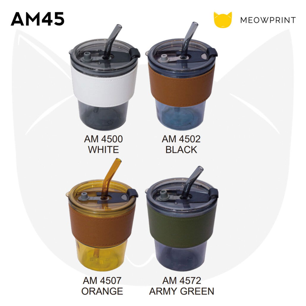 AM45 Glass Tumbler Mug with PP Lid Cover (400ml) 24-25 catalogue