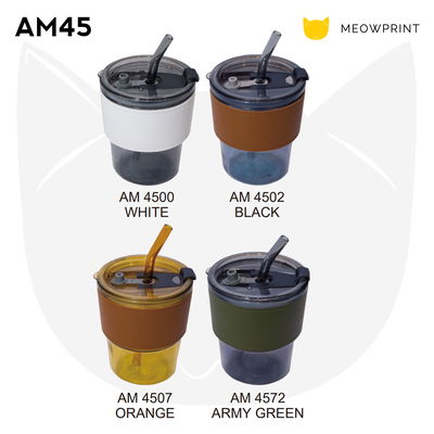 AM45 Glass Tumbler Mug with PP Lid Cover (400ml) 24-25 catalogue