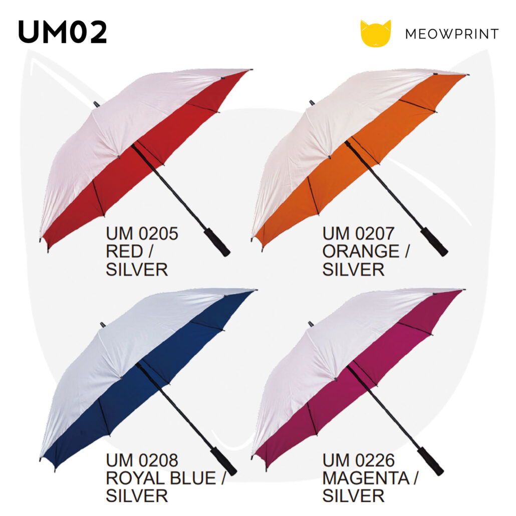 UM02 30″ Silver-Coated Golf Umbrella (Straight-Handle) 24-25 catalogue