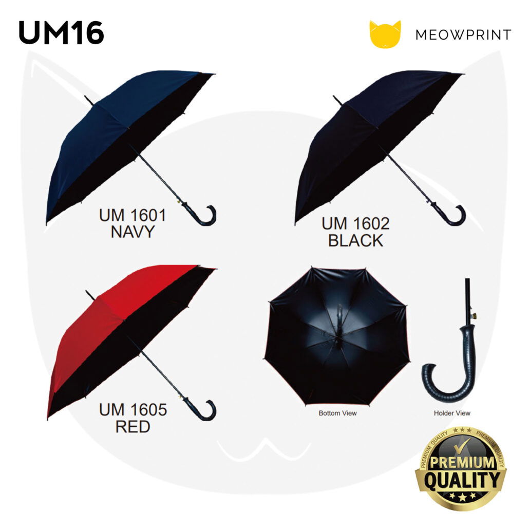 UM16 24″ Black-Coated Umbrella (J-Handle) 24-25 catalogue
