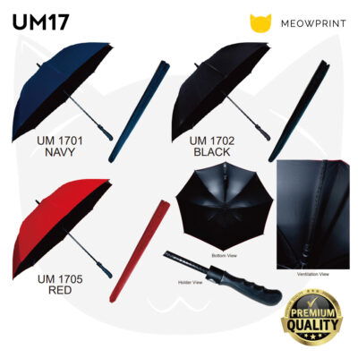 UM17 30″ Black-Coated Golf Umbrella with Pouch (Straight-Handle) 24-25 catalogue