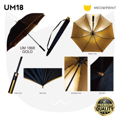 UM18 27″ Black Coated Golf Umbrella with Pouch (Straight-Handle) 24-25 catalogue