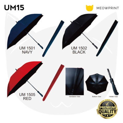UM15 27″ Black-Coated Golf Umbrella with Pouch (Straight-Handle) 24-25 catalogue