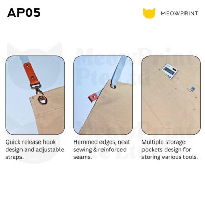 AP05 Polyester Canvas Apron w Functional Pockets 25-26 features 3