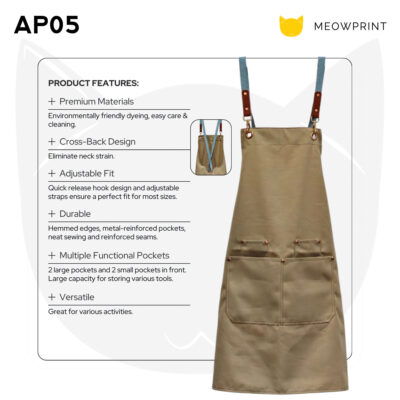 AP05 Polyester Canvas Apron w Functional Pockets 25-26 features