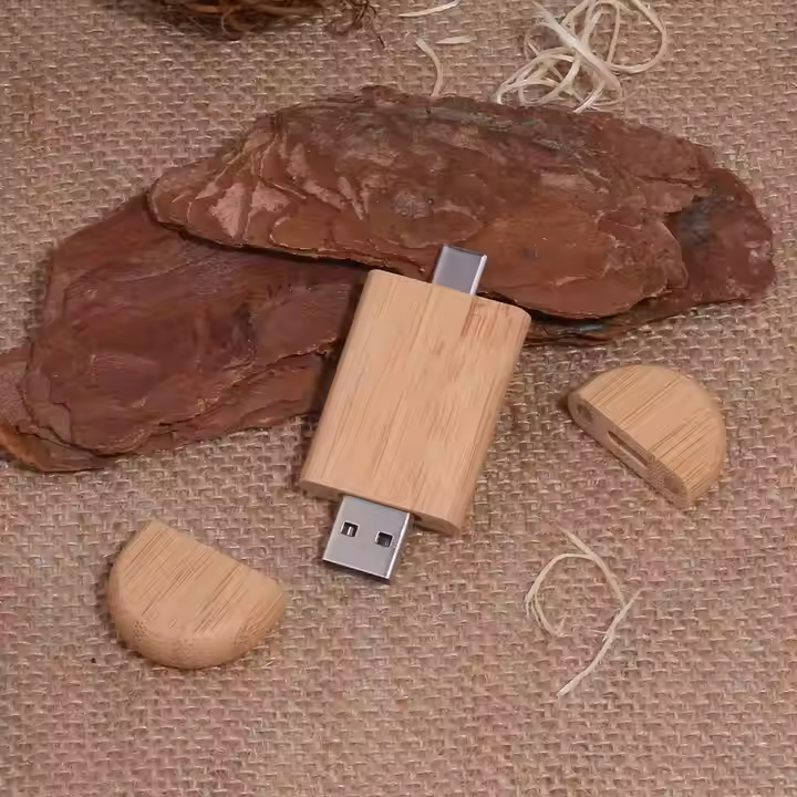 Round Wooden Bamboo USB OTG Flash Drive 25-26 model 1