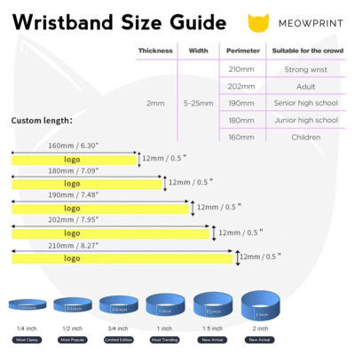 Custom Silicone Wristbands 25-26 size chart