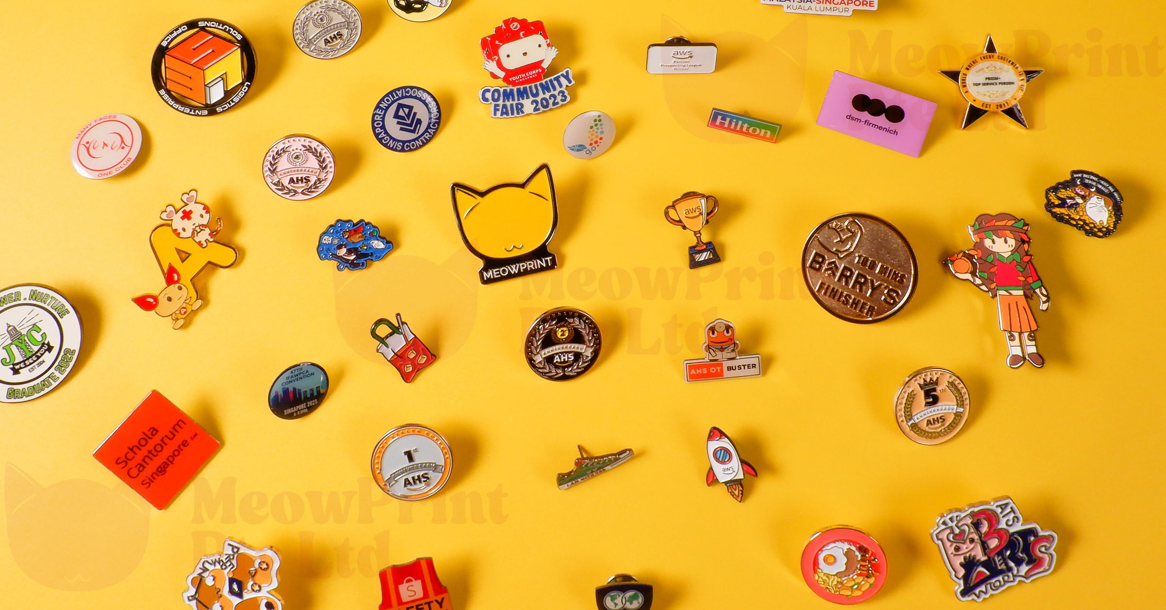 MeowPrint Corporate Gifts Singapore - Custom Collar Pins and Badges - Ads