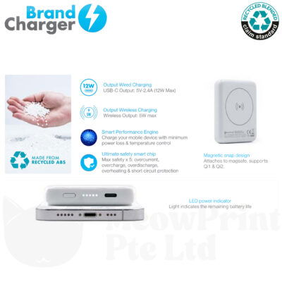 Powercharge Air Eco Pocket-Sized 5,000 Magnetic Wireless Powerbank features 1