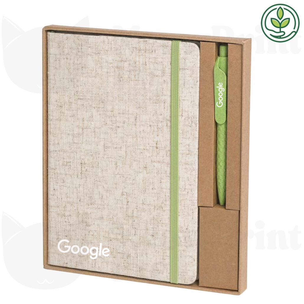 New Corporate Gifts - A5 Cotton Blend Notebook with Gel Pen Set (2 items)