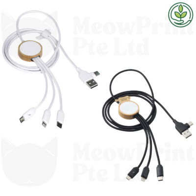 Bamboo & RPET 3-in-1 Charging Cable with Gel Pen Gift Set (2 items) cable options