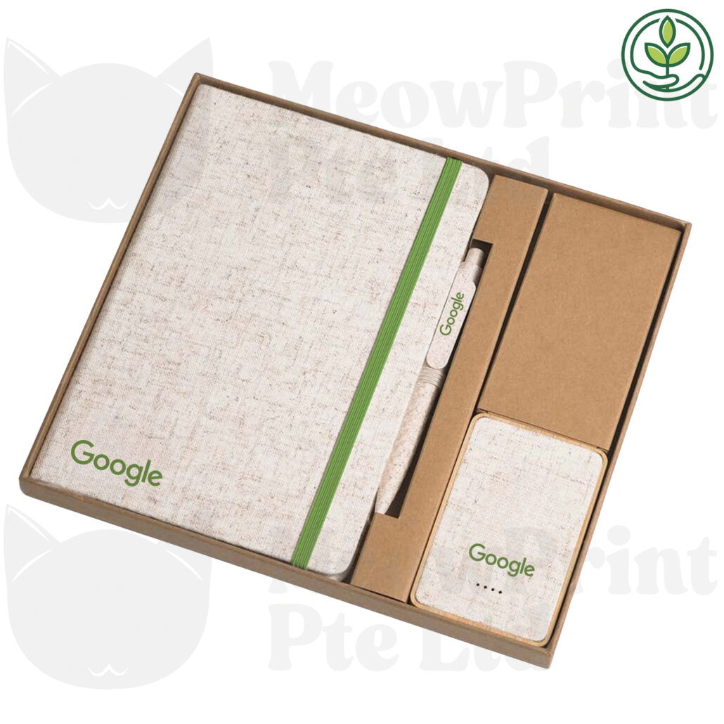 A5 Linen & Cotton Blend Notebook Set with Colored Tie Closure with Power Bank 5,000mAh 25-26 catalogue