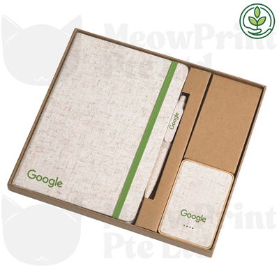 A5 Linen & Cotton Blend Notebook Set with Colored Tie Closure with Power Bank 5,000mAh 25-26 catalogue