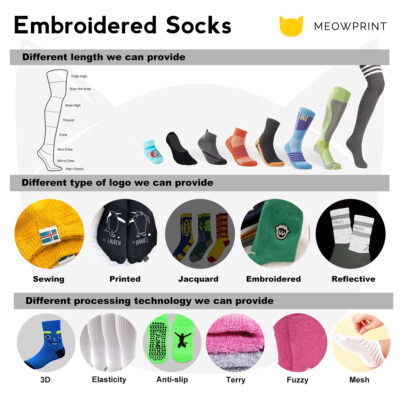 Custom Embroidered Socks 25-26 custom options
